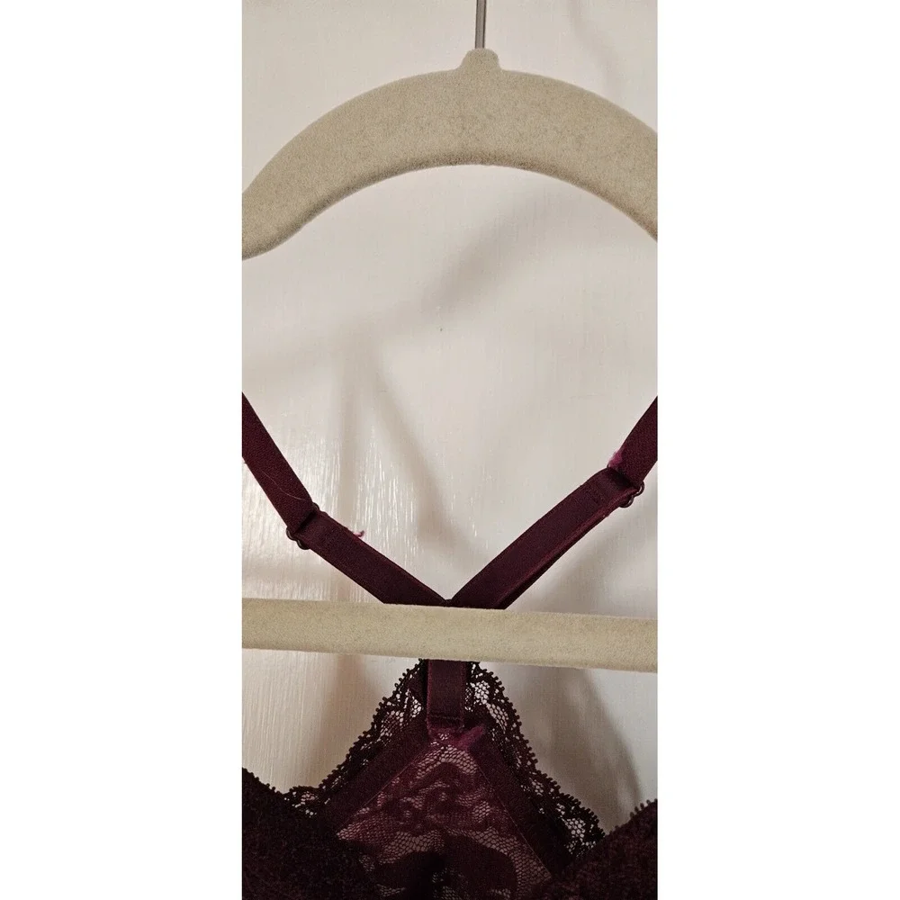 victoria Secret  dark red lace lining bralette Small‎ unwired new